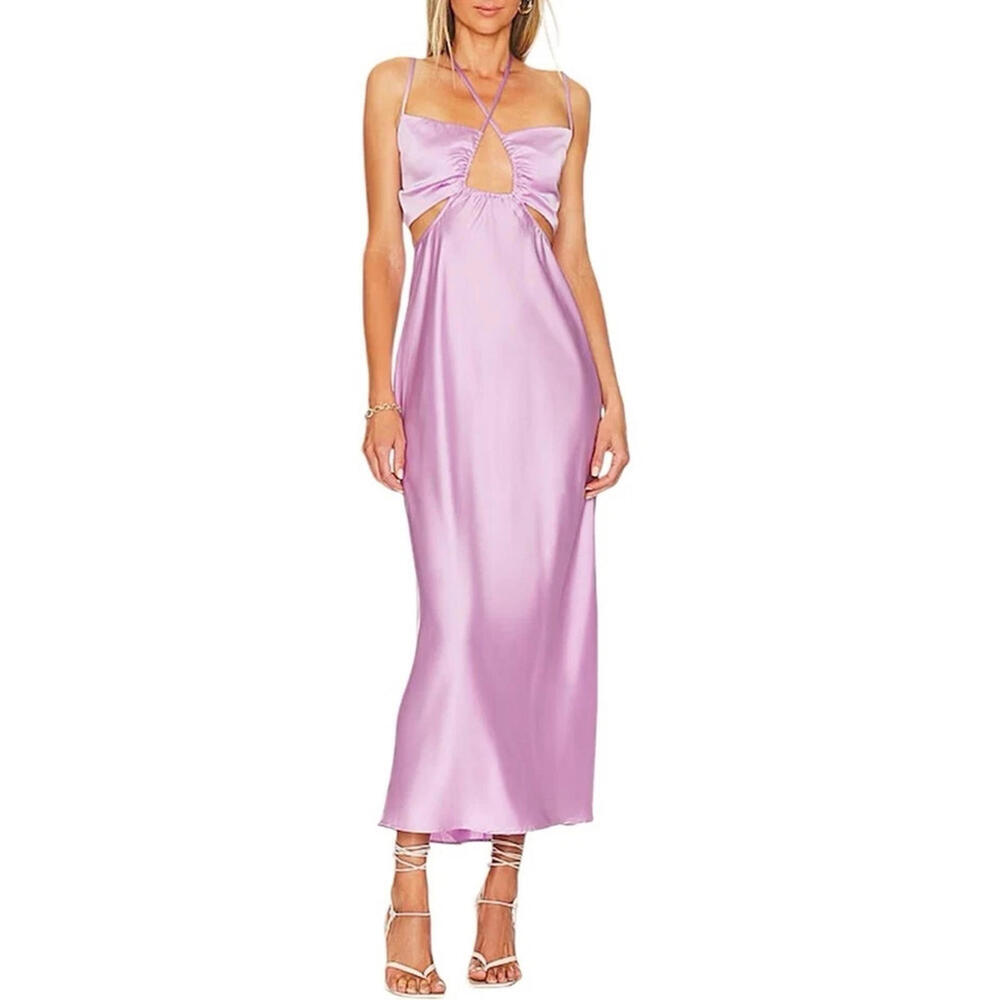 NWT Show Me Your MuMu Lilac Luxe Satin Codie Cutout Dress Sz S msrp $154